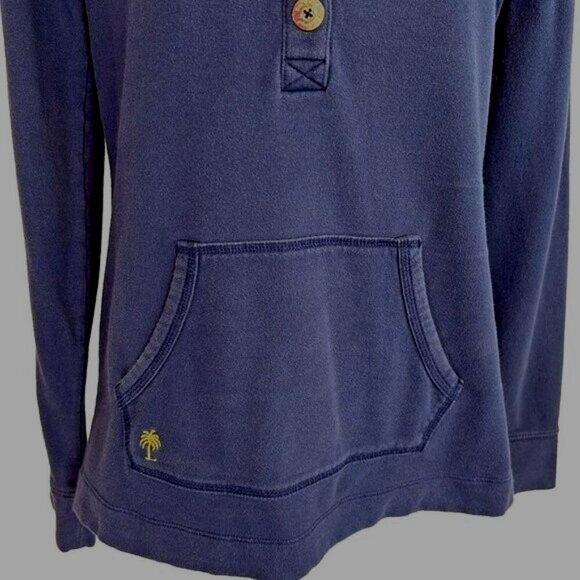 Lilly Pulitzer Navy Blue Sweatshirt Womens Size M Gold Buttons With Pocket - Picture 5 of 11